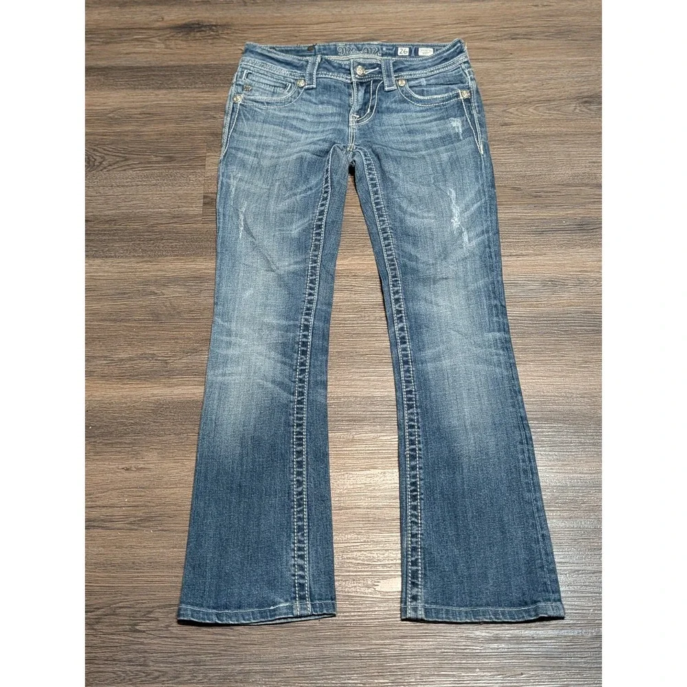 Miss Me JE5387B2 Bootcut Jeans Blue Sequin Embellished Low Rise Size 26